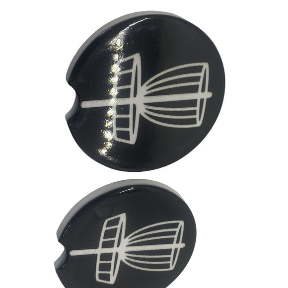2 Pack DISC GOLF BASKET Car Drink Coasters Black White Ceramic Car Cup Holders - Picture 5 of 5